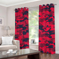 Red Pink And Black Camouflage Print Grommet Curtains