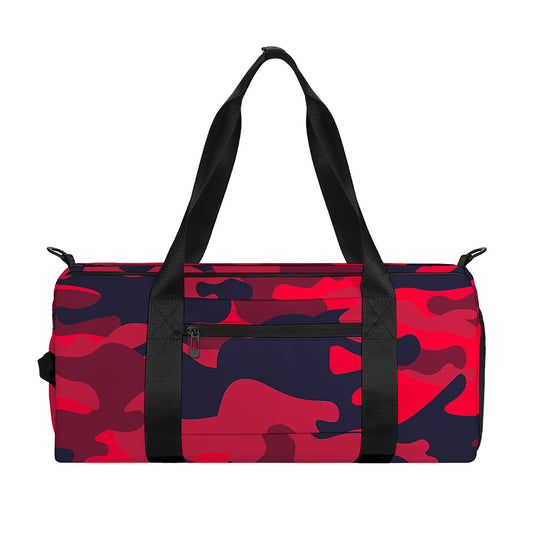 Red Pink And Black Camouflage Print Gym Bag