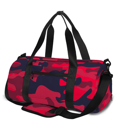 Red Pink And Black Camouflage Print Gym Bag