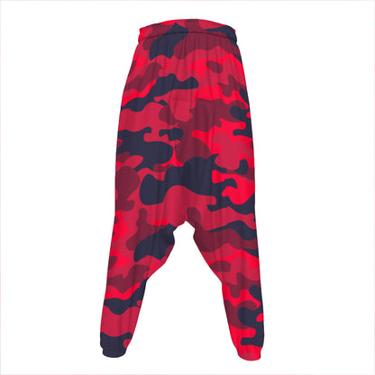 Red Pink And Black Camouflage Print Hammer Pants