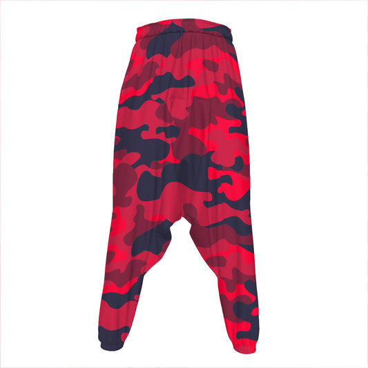 Red Pink And Black Camouflage Print Hammer Pants