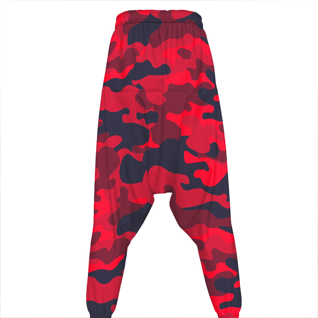Red Pink And Black Camouflage Print Hammer Pants