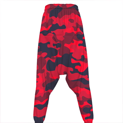 Red Pink And Black Camouflage Print Hammer Pants
