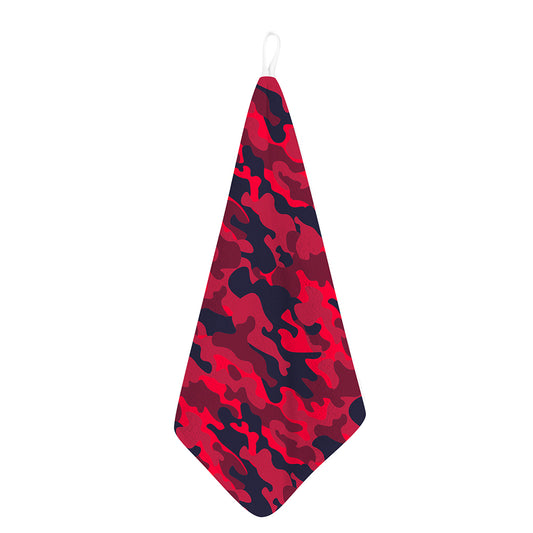 Red Pink And Black Camouflage Print Hand Towel