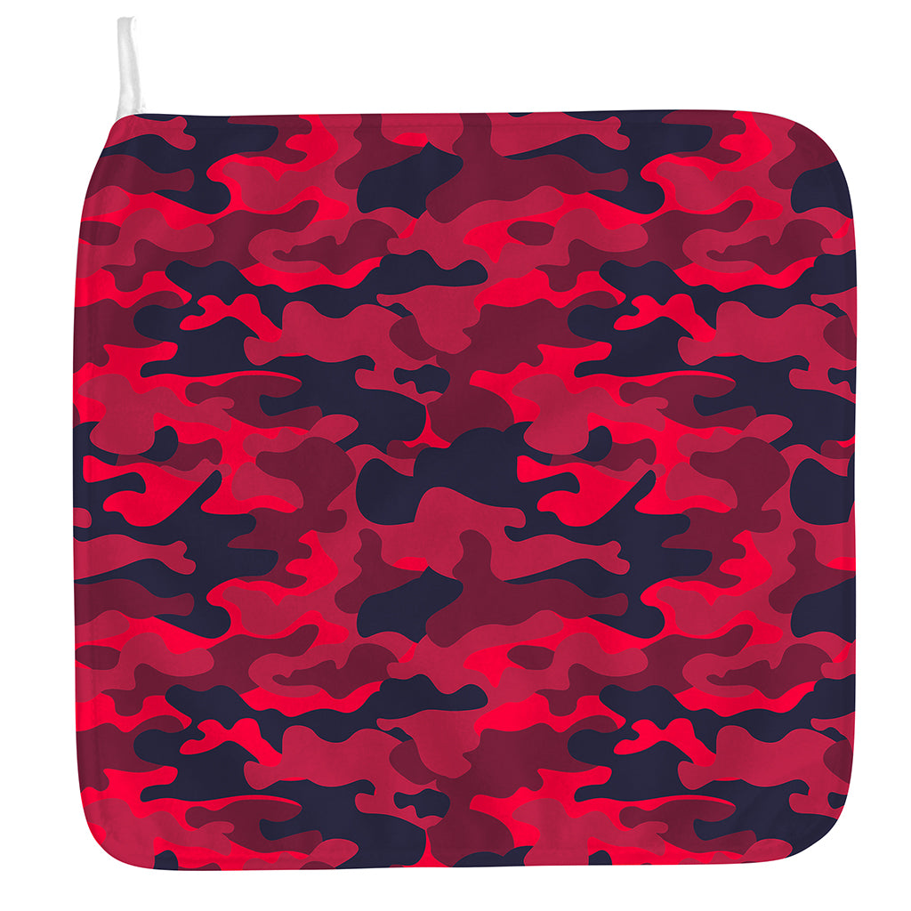 Red Pink And Black Camouflage Print Hand Towel