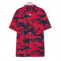 Red Pink And Black Camouflage Print Hawaiian Shirt