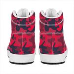 Red Pink And Black Camouflage Print High Top Leather Sneakers