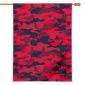Red Pink And Black Camouflage Print House Flag