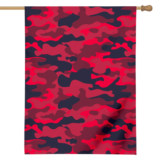 Red Pink And Black Camouflage Print House Flag