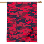 Red Pink And Black Camouflage Print House Flag