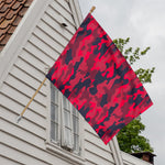Red Pink And Black Camouflage Print House Flag