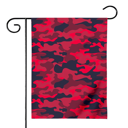 Red Pink And Black Camouflage Print House Flag