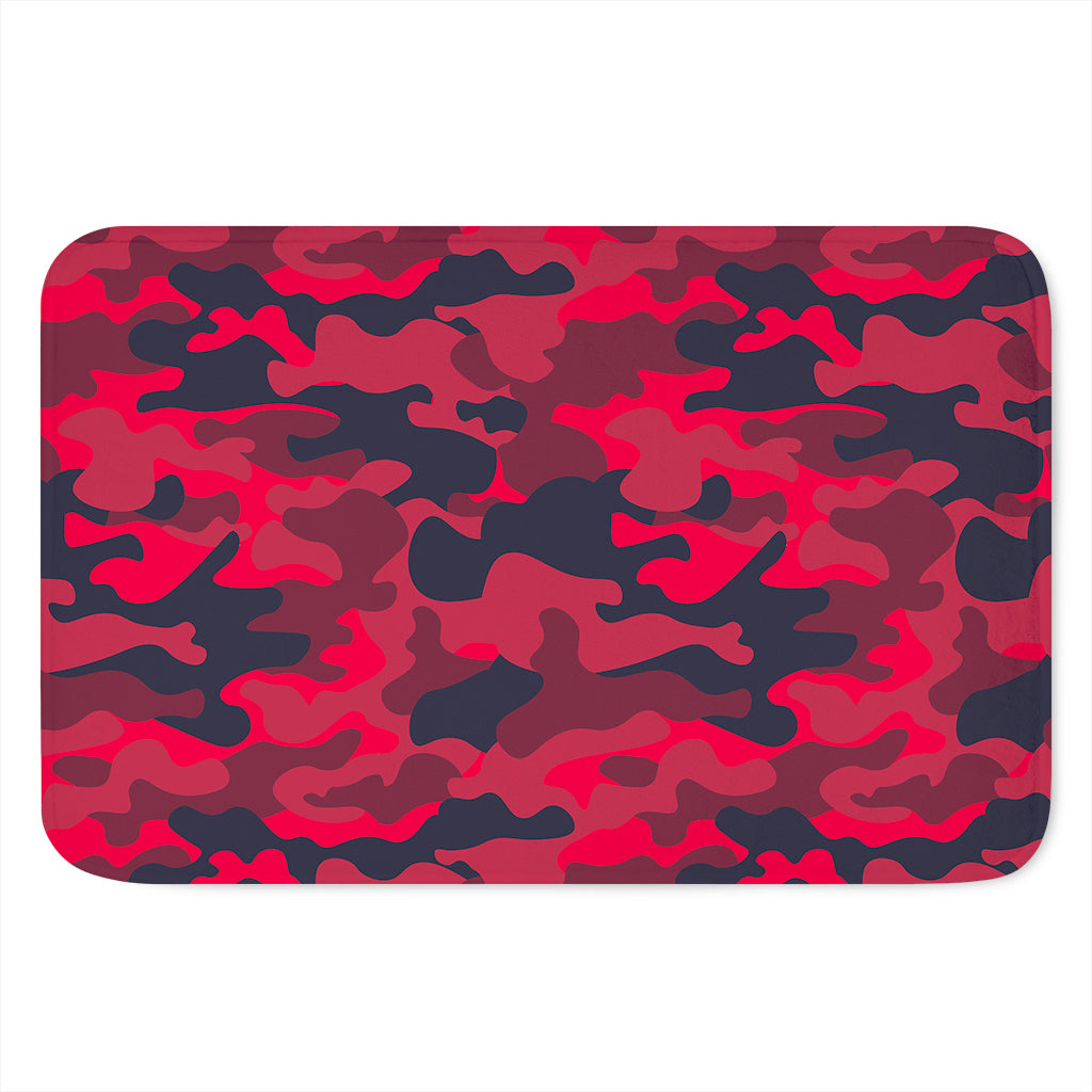Red Pink And Black Camouflage Print Indoor Door Mat