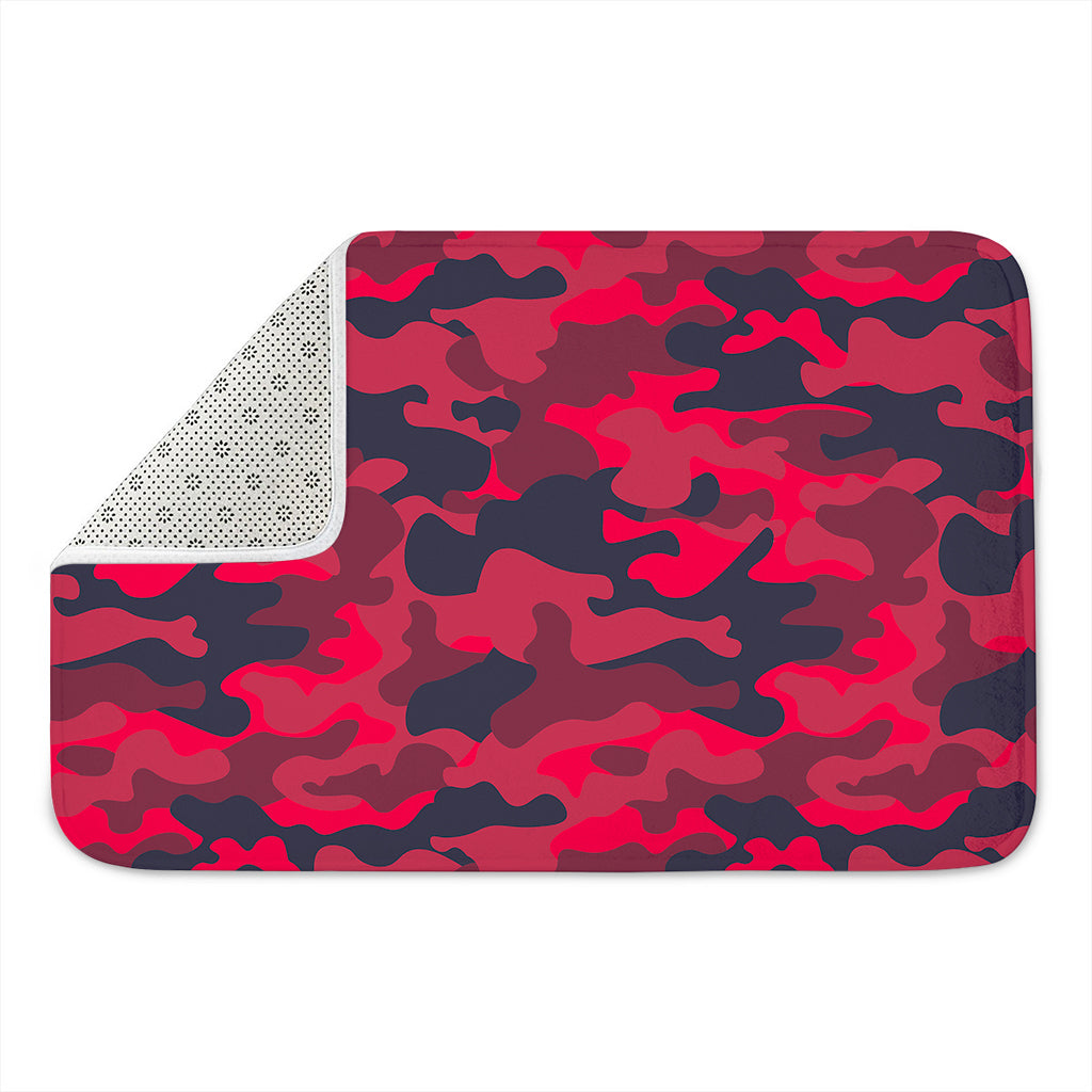 Red Pink And Black Camouflage Print Indoor Door Mat