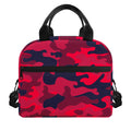 Red Pink And Black Camouflage Print Insulated Lunch Bag