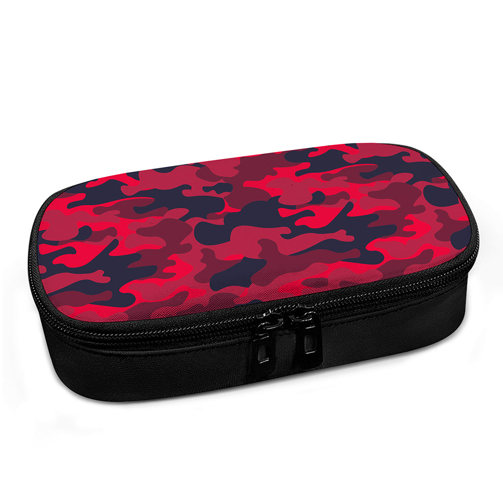 Red Pink And Black Camouflage Print Insulin Cooler Travel Case