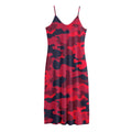 Red Pink And Black Camouflage Print Jersey Midi Cami Dress