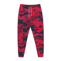 Red Pink And Black Camouflage Print Jogger Pants