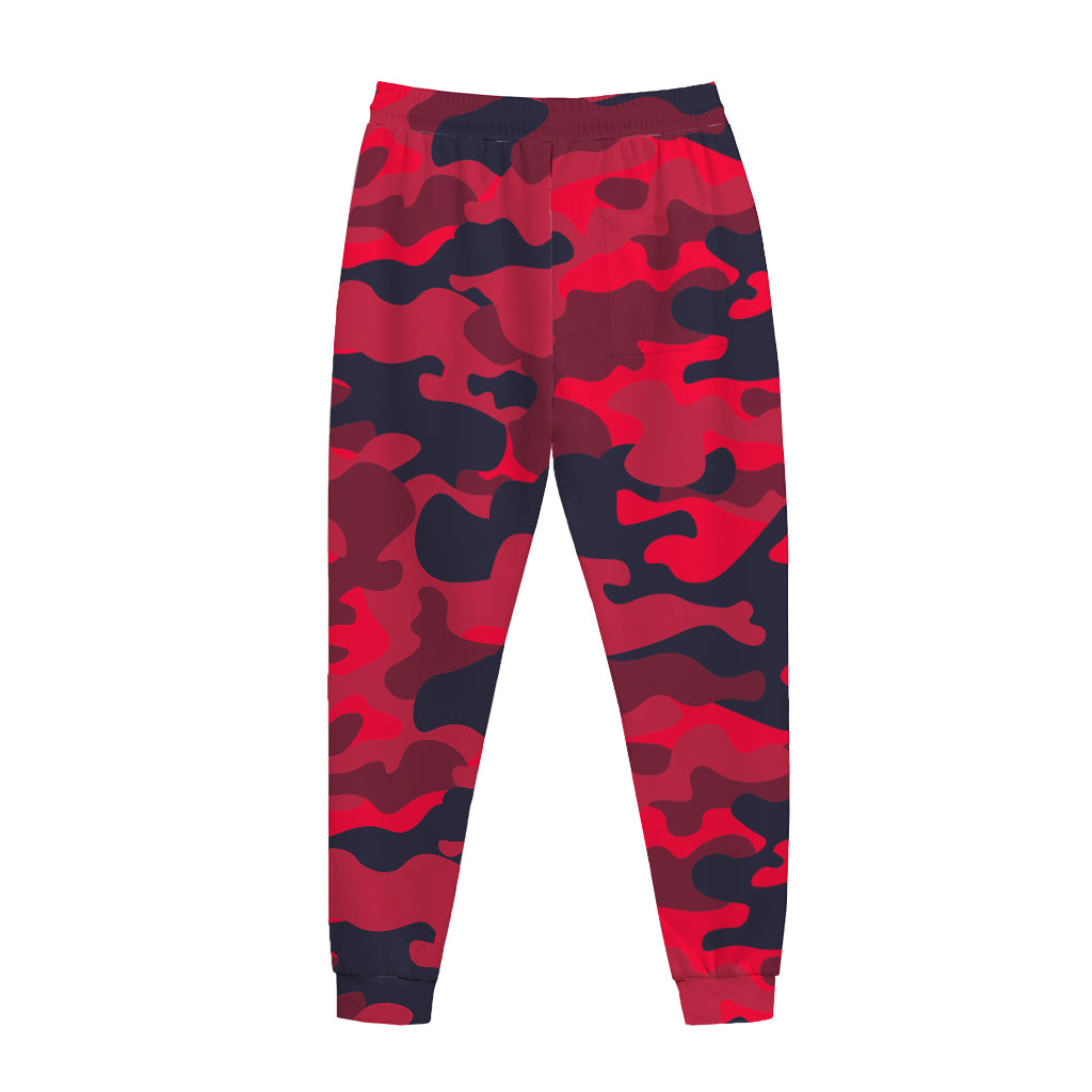 Red Pink And Black Camouflage Print Jogger Pants