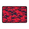 Red Pink And Black Camouflage Print Kitchen Mat