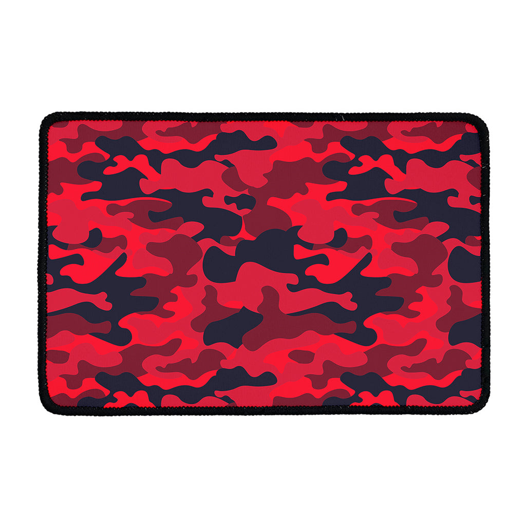 Red Pink And Black Camouflage Print Kitchen Mat