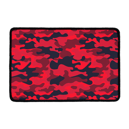 Red Pink And Black Camouflage Print Kitchen Mat