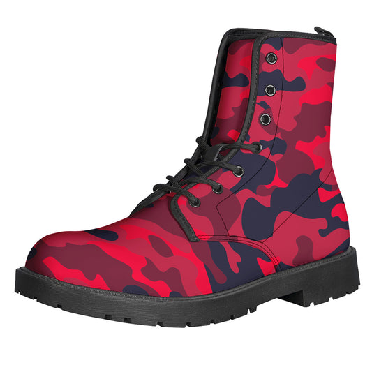 Red Pink And Black Camouflage Print Backpack