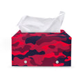 Red Pink And Black Camouflage Print Leather Tissue Box Cover