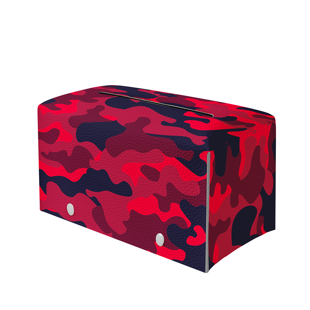 Red Pink And Black Camouflage Print Leather Tissue Box Cover