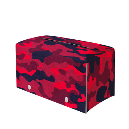 Red Pink And Black Camouflage Print Leather Tissue Box Cover