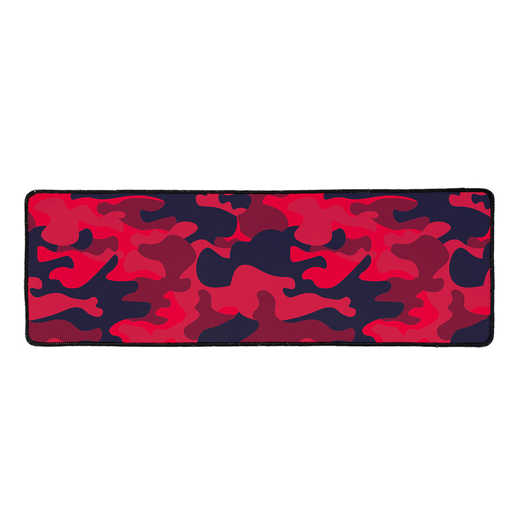 Red Pink And Black Camouflage Print Long Kitchen Mat
