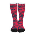 Red Pink And Black Camouflage Print Long Socks