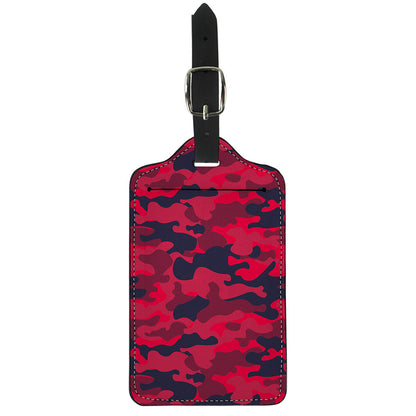 Red Pink And Black Camouflage Print Luggage Tag