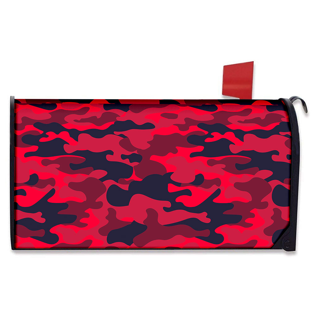 Red Pink And Black Camouflage Print Mailbox Cover
