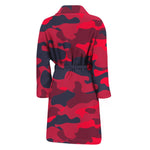 Red Pink And Black Camouflage Print Men's Bathrobe
