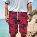 Red Pink And Black Camouflage Print Men's Cargo Shorts