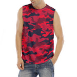 Red Pink And Black Camouflage Print Men's Fitness Tank Top