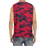 Red Pink And Black Camouflage Print Men's Fitness Tank Top