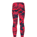 Red Pink And Black Camouflage Print Men's leggings