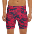 Red Pink And Black Camouflage Print Men's Long Boxer Briefs