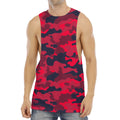 Red Pink And Black Camouflage Print Men's Muscle Tank Top