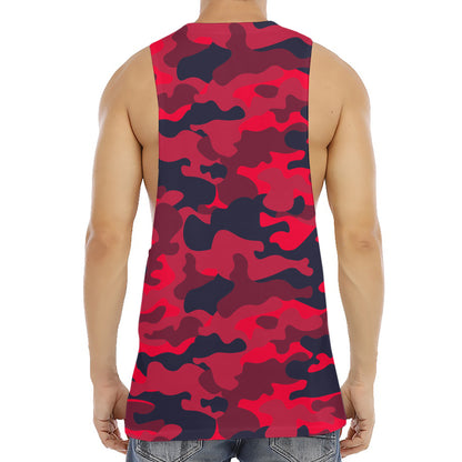 Red Pink And Black Camouflage Print Men's Muscle Tank Top