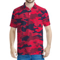 Red Pink And Black Camouflage Print Men's Polo Shirt
