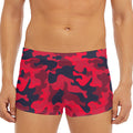 Red Pink And Black Camouflage Print Men's Short Boxer Briefs