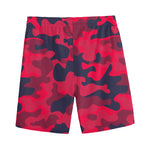 Red Pink And Black Camouflage Print Men's Sports Shorts