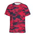 Red Pink And Black Camouflage Print Men's Athletic T-Shirt