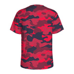 Red Pink And Black Camouflage Print Men's Sports T-Shirt