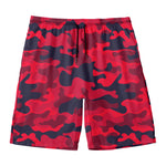 Red Pink And Black Camouflage Print Men's Swim Trunks