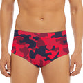 Red Pink And Black Camouflage Print Men's Triangle Swim Briefs