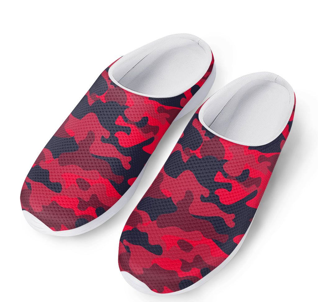 Red Pink And Black Camouflage Print Mesh Casual Shoes